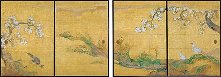 桜花雉子図(表書院一之間北側襖絵)の画像