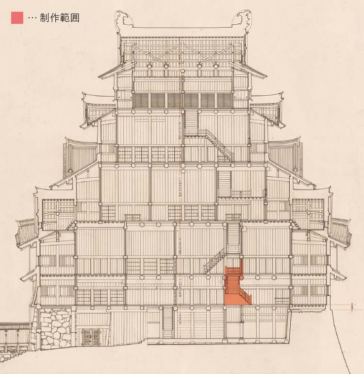 昭和実測図　名古屋城天守縦断面図の画像