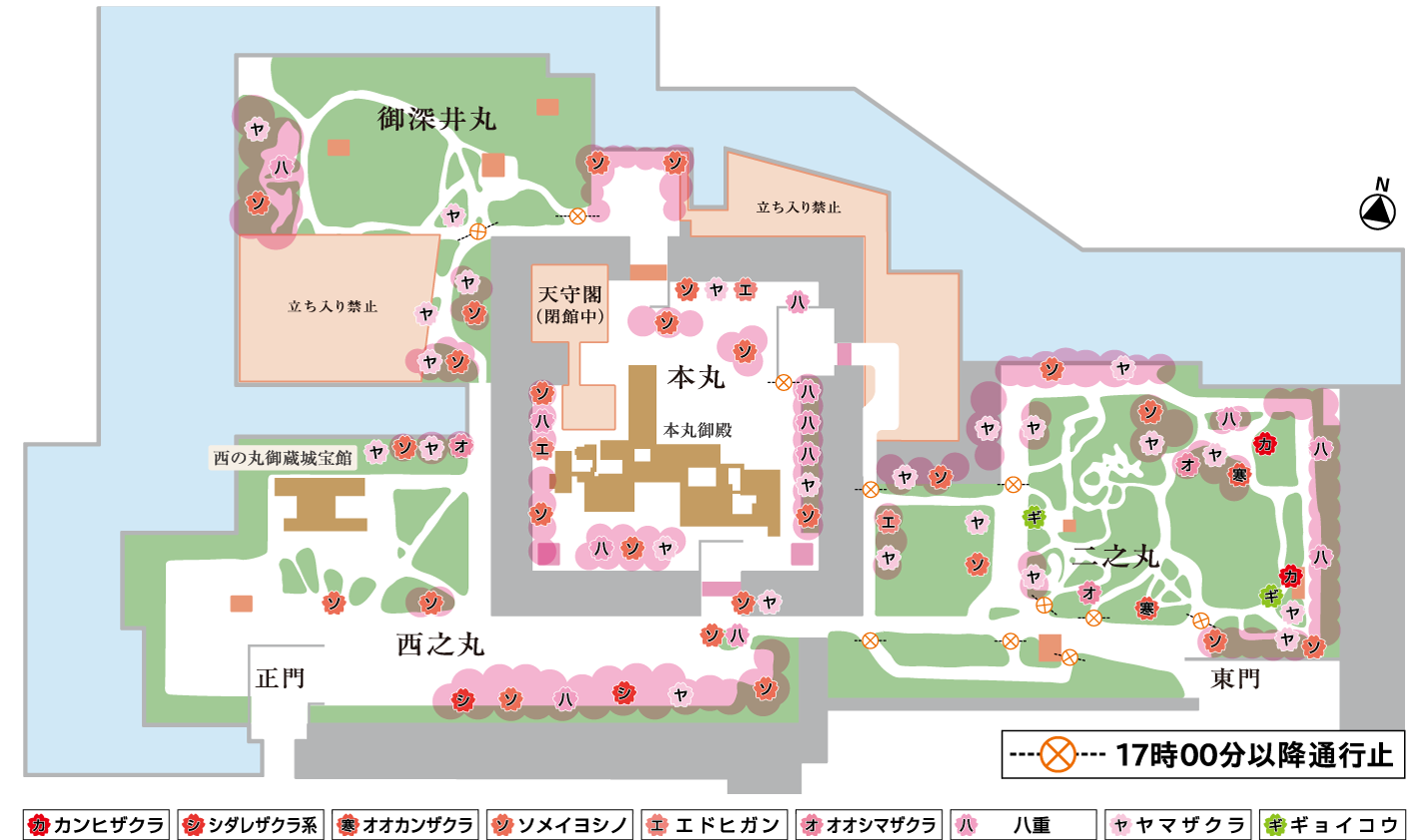 「名古屋城」に咲く桜のマップ